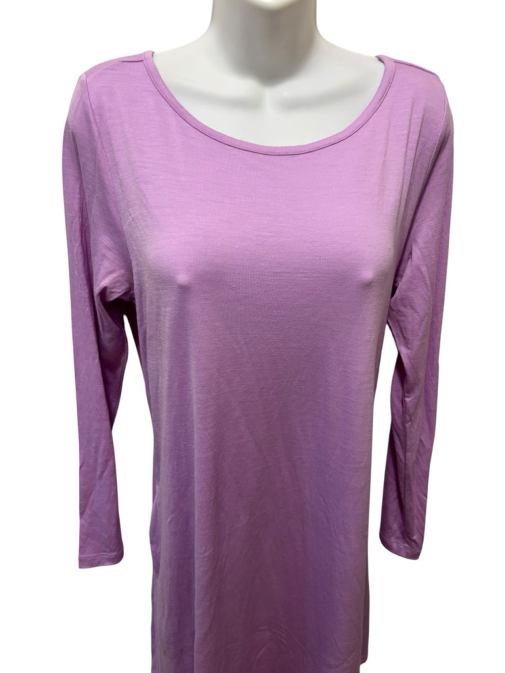 Wool&Co Rowena Swing Dress Sz L Lavender A-Line Long Sleeve Casual Everyday - Picture 3 of 8